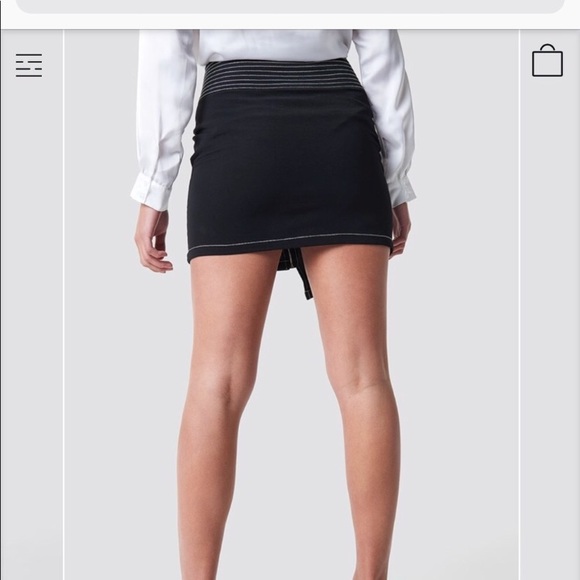 Contrast Seam Front Zipper Skirt - Picture 3 of 4